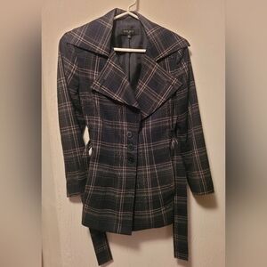 Plaid Women's Jacket - Black, Tan and Gray